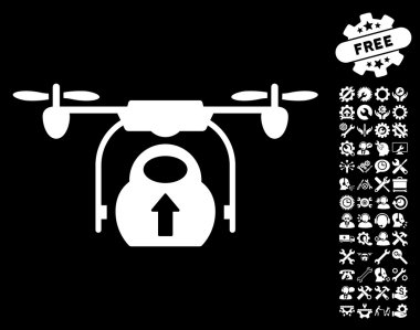 Araçlar bonus ile yük kargo drone vektör simgesi