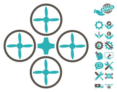 Araçlar Bonus ile Quadcopter Vektör Simgesi