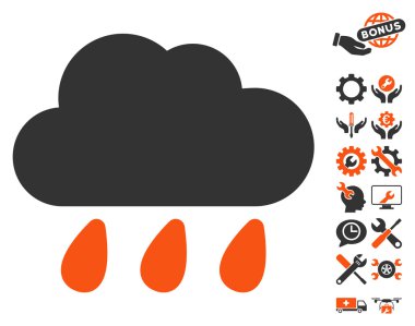 Yağmur bulutu vektör simge araçları Bonus ile