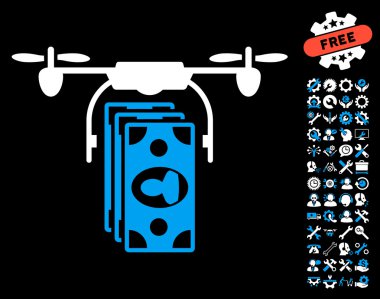 Drone Banknotlar Ödeme Vektör Simgesi Araçları Bonus ile