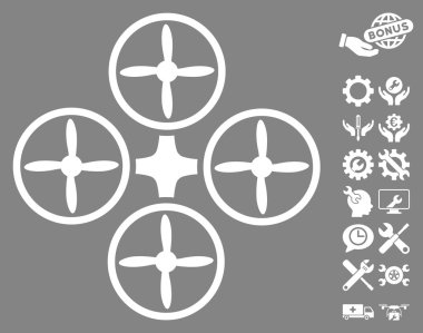Araçlar Bonus ile Quadcopter Vektör Simgesi
