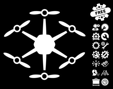 Araçlar Bonus ile Hexacopter Vektör Simgesi