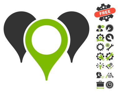 Araçlar Bonus ile Harita İşaretçileri Vektör Simgesi