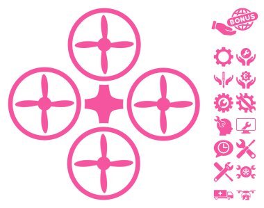 Araçlar Bonus ile Quadcopter Vektör Simgesi