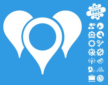 Araçlar Bonus ile Harita İşaretçileri Vektör Simgesi