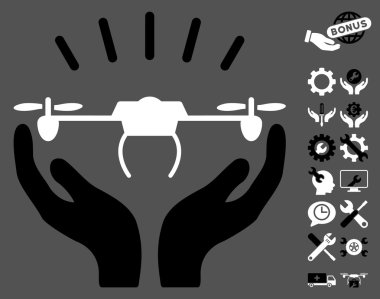 Drone Fırlatma Eller Vektör Simgesi Araçlar Bonus ile