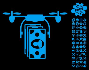 Drone Banknotlar Ödeme Vektör Simgesi Araçları Bonus ile