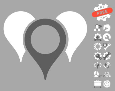 Araçlar Bonus ile Harita İşaretçileri Vektör Simgesi