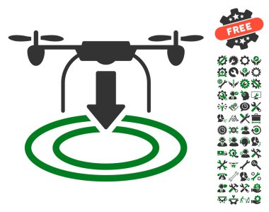 Araçlar bonus ile Drone Iniş Vektör Simgesi