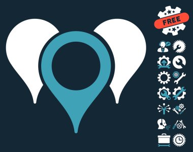 Araçlar Bonus ile Harita İşaretçileri Vektör Simgesi