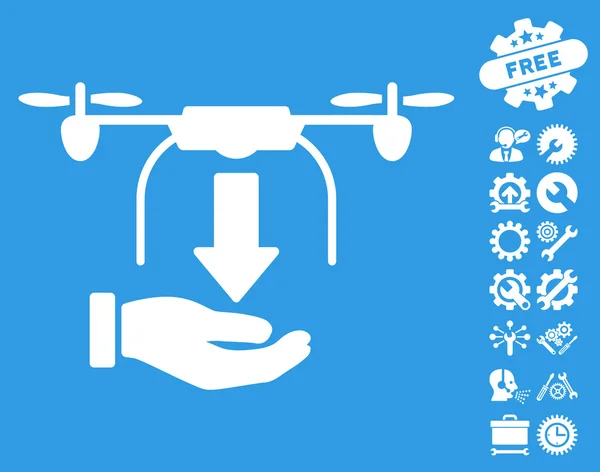 Выгрузка векторной иконки дрона с инструментами бонус — стоковый вектор
