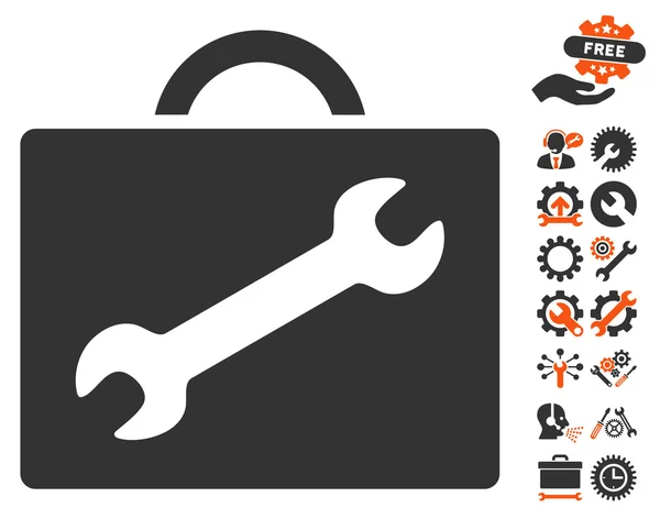 Reparatur Ausrüstung Fall Vektor-Symbol mit Werkzeugen Bonus — Stockvektor