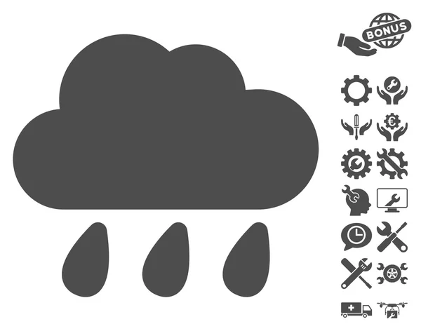 Yağmur bulutu vektör simge araçları Bonus ile — Stok Vektör