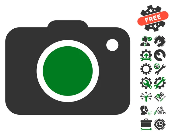 Foto cámara Vector icono con herramientas de bonificación — Vector de stock