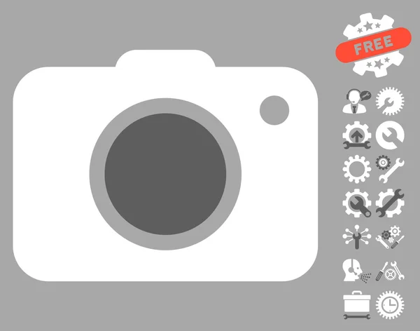 照片相机矢量图标与工具奖金 — 图库矢量图片