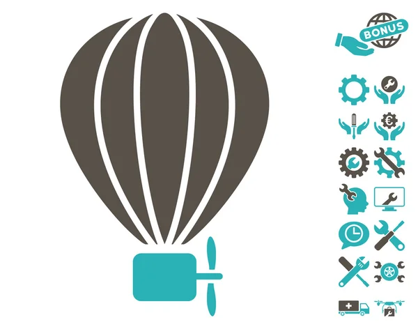 Aerostat Ballon Vektor-Symbol mit Werkzeugbonus — Stockvektor