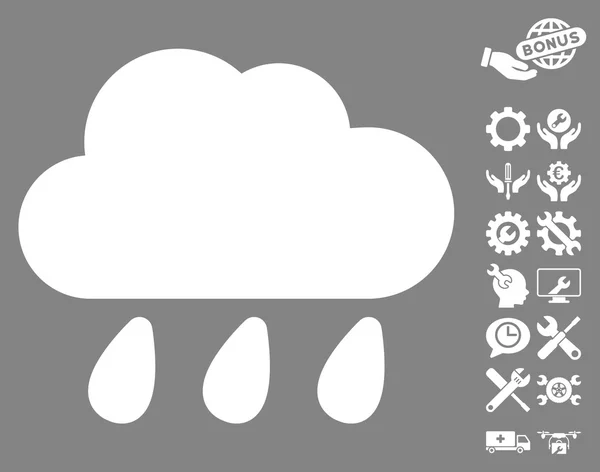 Ícone de vetor de nuvem de chuva com bônus de ferramentas — Vetor de Stock