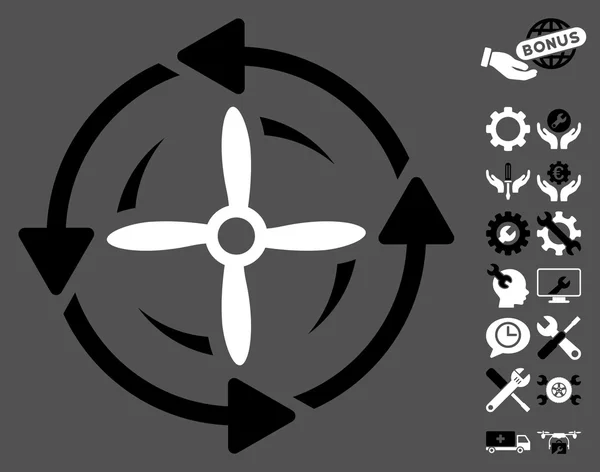 Ícone do vetor da rotação do parafuso com bônus das ferramentas — Vetor de Stock