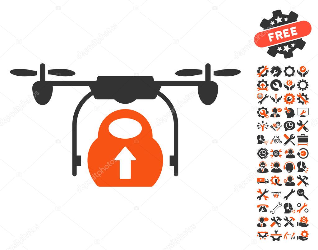 Load Cargo Drone Vector Icon With Tools Bonus