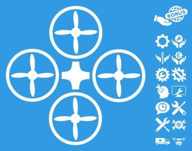 Araçlar Bonus ile Quadcopter Vektör Simgesi