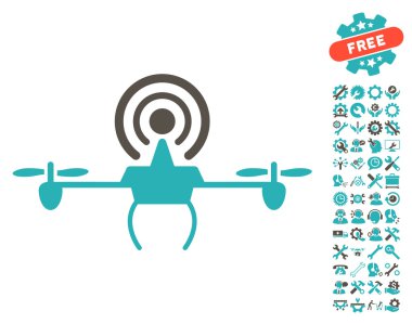 Wifi Repeater Drone Vector Icon With Tools Bonus