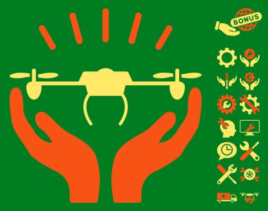 Drone Fırlatma Eller Vektör Simgesi Araçlar Bonus ile