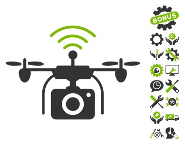 Araçlar Bonus ile Radyo Kamera Drone Vektör Simgesi