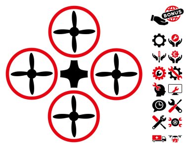 Araçlar Bonus ile Quadcopter Vektör Simgesi