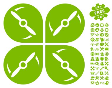 Airdrone Screws Rotation Vector Icon With Tools Bonus