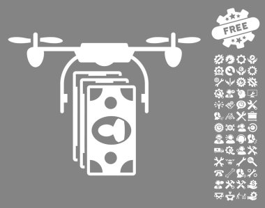 Drone Banknotlar Ödeme Vektör Simgesi Araçları Bonus ile