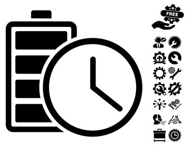 Araçlar bonusu ile Pil Zamanı Vektör Simgesi