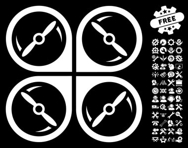 Quadcopter Vidalar Rotasyon Vektör Simgesi Araçları Bonus ile