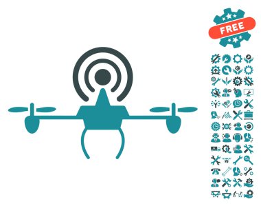 Wifi Repeater Drone Vector Icon With Tools Bonus