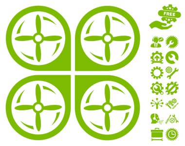 Quadrotor Vidalar Takımbonus ile Rotasyon Vektör Simgesi