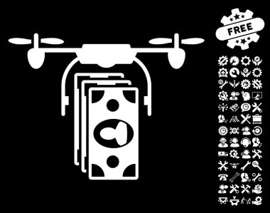 Drone Banknotlar Ödeme Vektör Simgesi Araçları Bonus ile