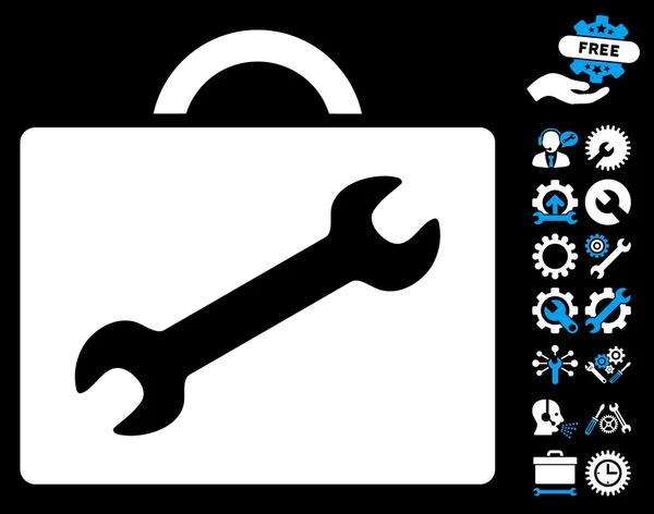 Reparatieapparatuur geval vector pictogram met extra bonus — Stockvector