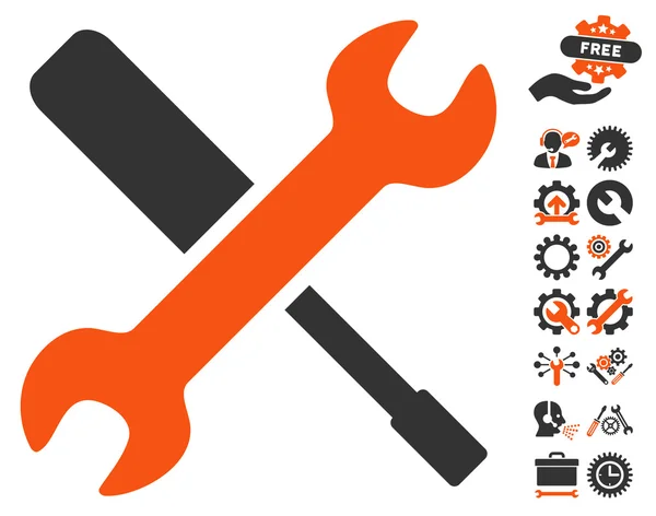 Werkzeuge Vektor-Symbol mit Werkzeuge Bonus — Stockvektor