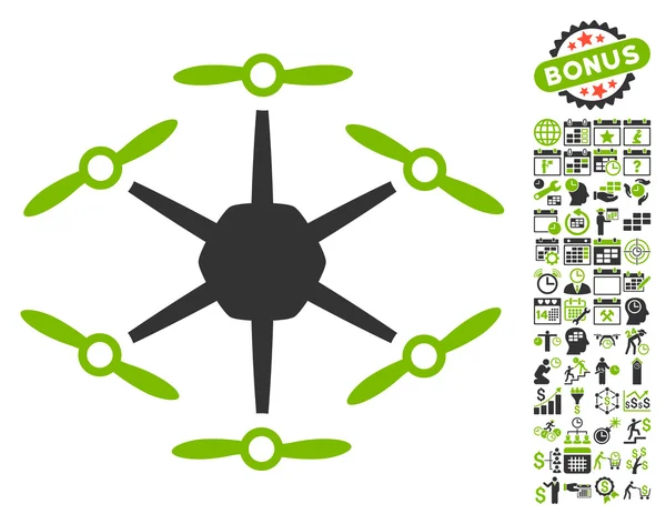 Ícone do hexacopter com bônus —  Vetores de Stock