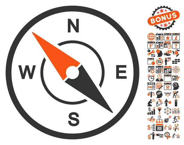Compass Icon With Bonus — Stock Illustration Compass Icon With Bonus Vector Graphics