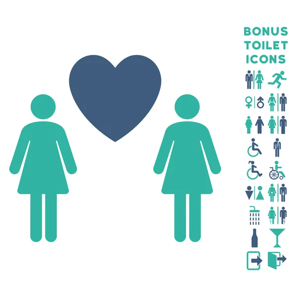 Лесби любовь пара плоские векторные иконки и бонус — стоковый вектор