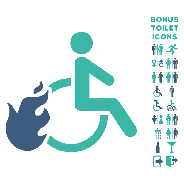 Opalanych osoba niepełnosprawna płaskie wektor ikona i Bonus — Wektor stockowy