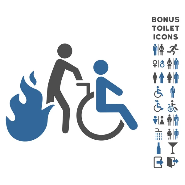 Ogień ewakuacji pacjentów płaskie wektor ikona i Bonus — Wektor stockowy