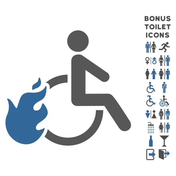 Fired Disabled Person Flat Vector Icon and Bonus — Stock Vector