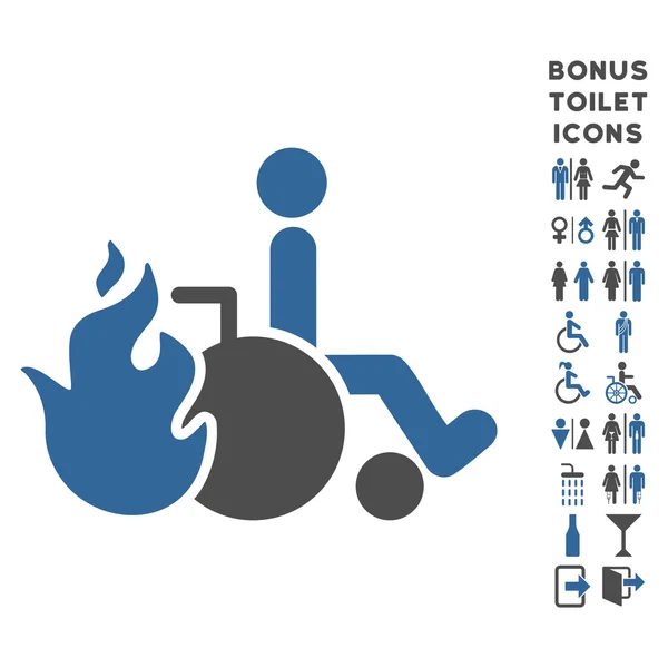 Burn Patient Flat Vector Icon and Bonus — Stock Vector