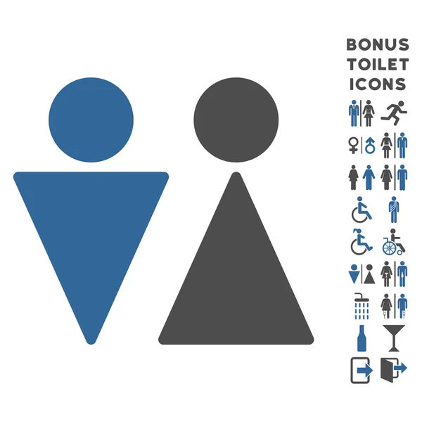 WC personer platt vektor symbol och Bonus — Stock vektor