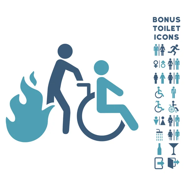 Ogień ewakuacji pacjentów płaskie wektor ikona i Bonus — Wektor stockowy