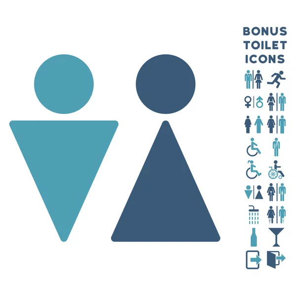 WC osób płaski wektor ikona i Bonus — Wektor stockowy