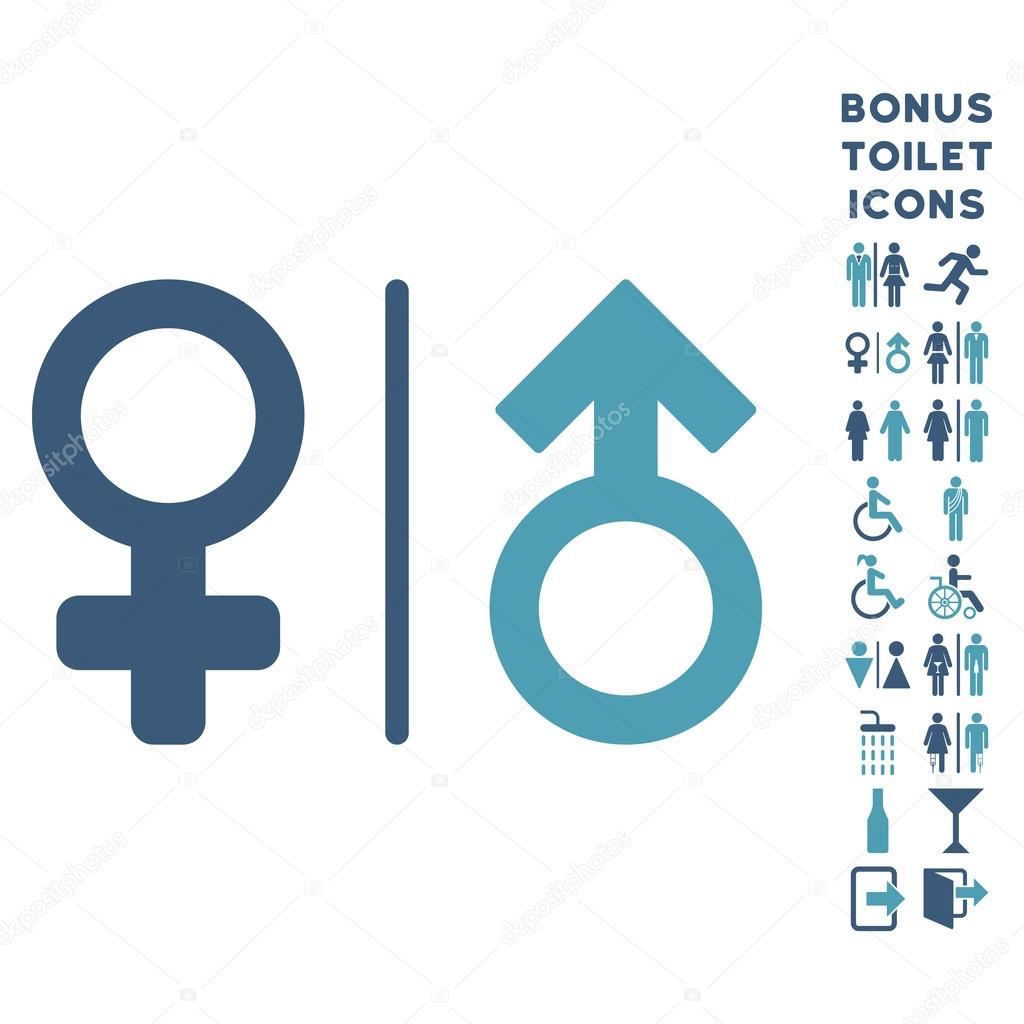 WC Gender Symbols Flat Vector Icon and Bonus