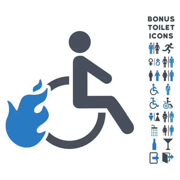 Fired Disabled Person Flat Vector Icon and Bonus — Stock Vector