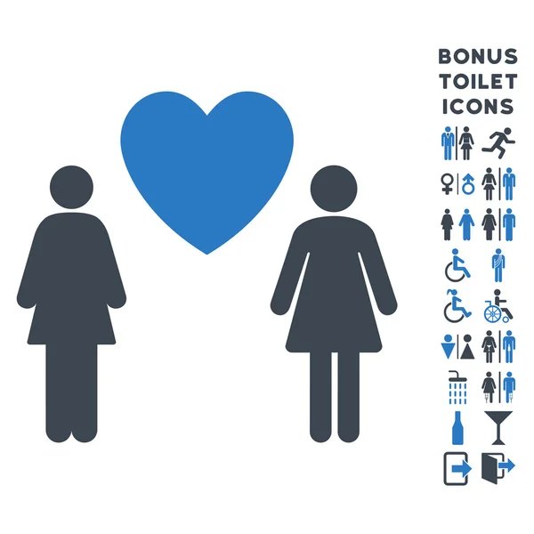 Пара любові лесбі квартира векторної Icon і бонус — стоковий вектор